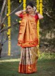 Golden Cream Color Kanchipuram Silk Saree